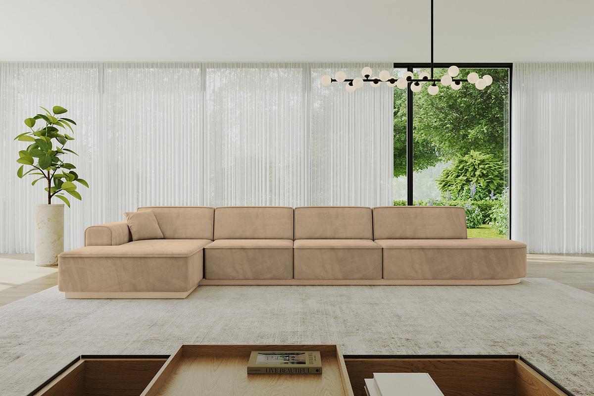 ECKSOFA Ottomane Links IREA-L3 - 413x171x83 cm Beige - Beige, Holzwerkstoff/Textil (413/171cm) - ALTDECOR