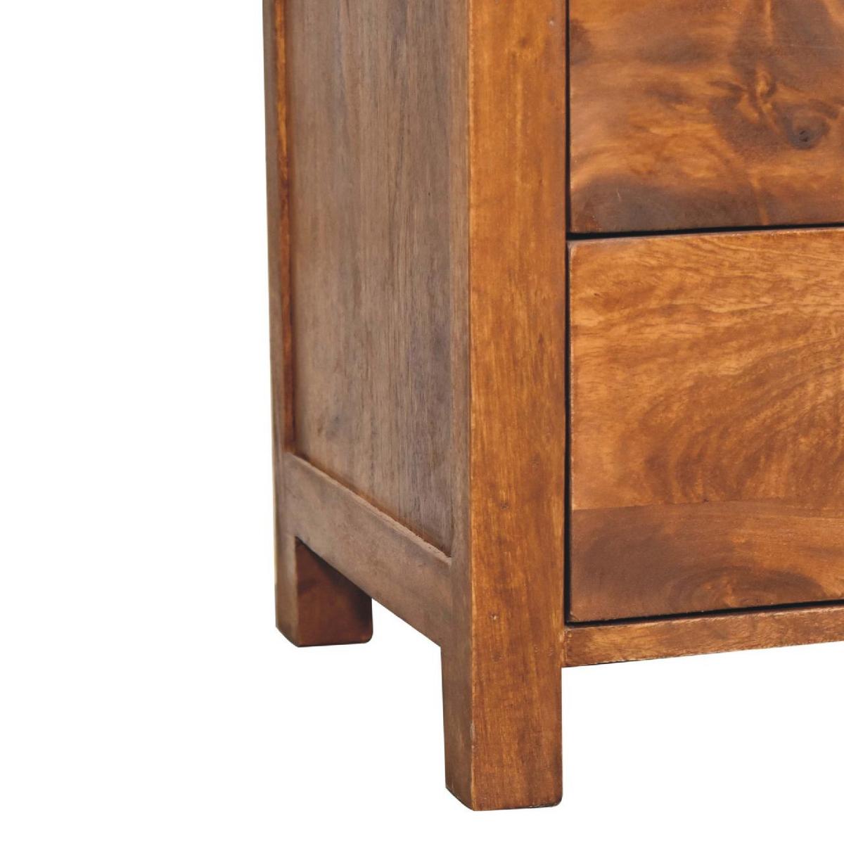 NACHTTISCH Aspen mit 2 Schubladen, 1 Offenes Regal, Braun - Messingfarben/Braun, Mangoholz/Holz (45/60/35cm) - Artisan Furniture