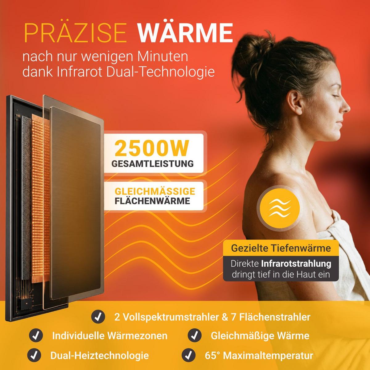 INFRAROTKABINE Esbjerg mit Triplex-Heizsystem & Hemlockholz - Naturfarben, Holz (130/190/190cm) - Artsauna