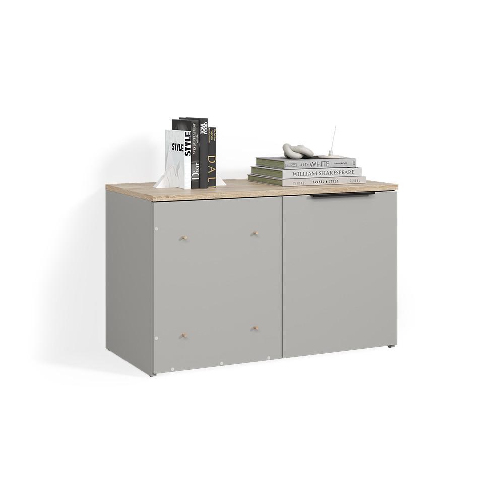 ECKKOMMODE Piave Greige mit Tür - Greige, Holzwerkstoff (80/50/40cm) - Livinity®