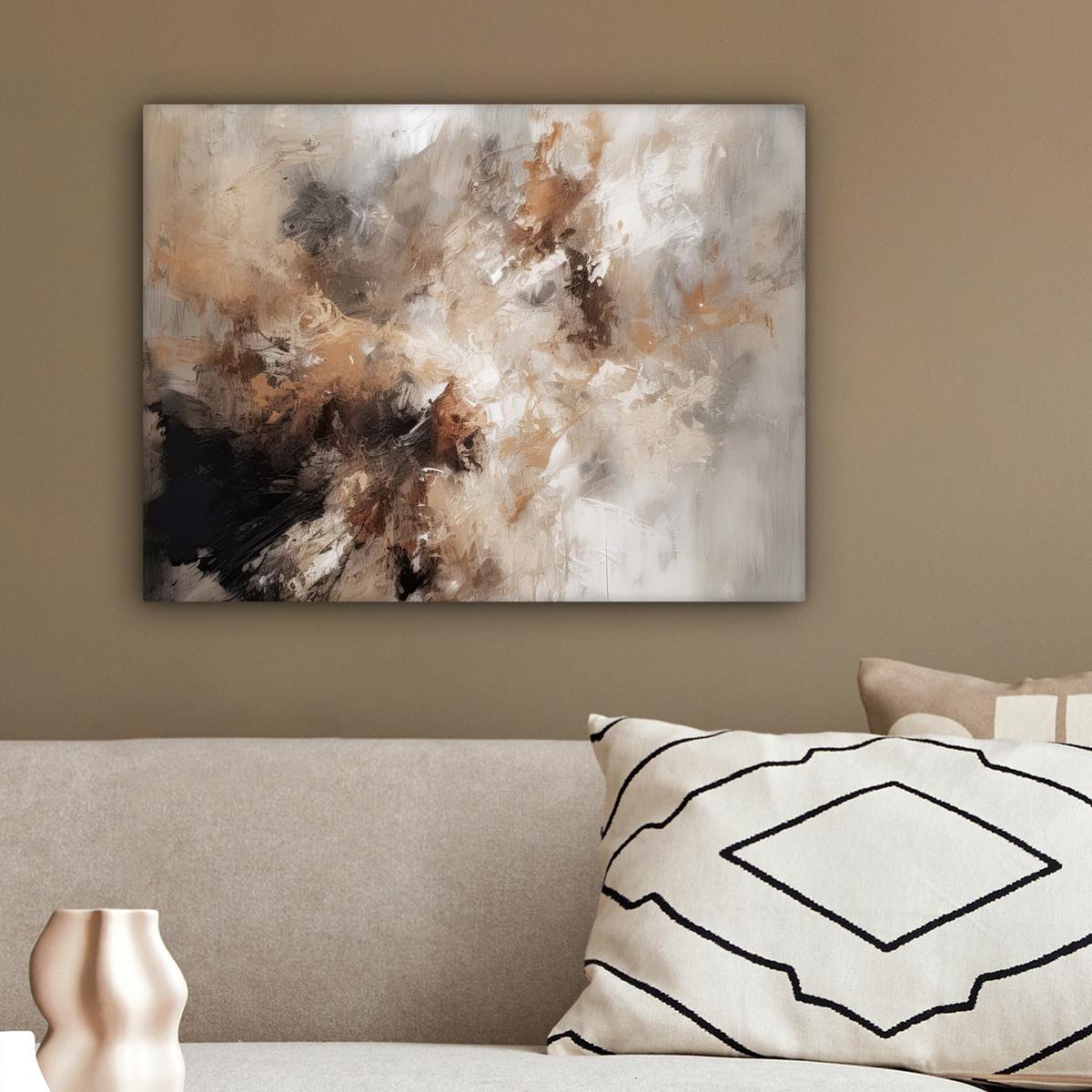 LEINWANDBILD Farbe - Abstrakt - Beige - Kunst Wandbild 40x30 cm - Greige, Textil (40/30cm) - MuchoWow