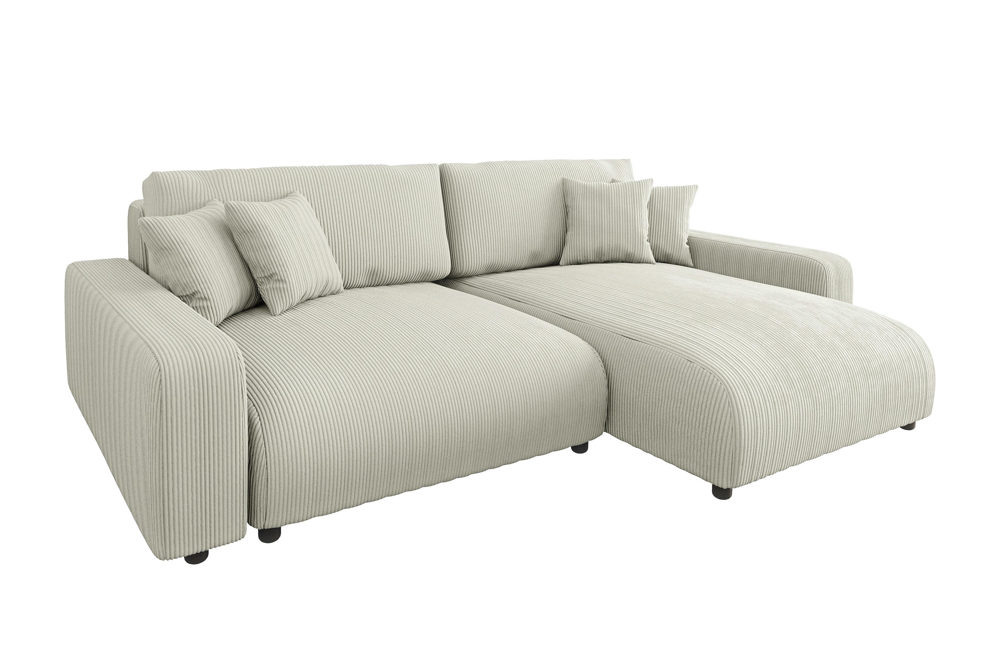 ECKSOFA Emma Beige Cord - Ottomane rechts - Beige, Textil (234/170cm) - S-Style Möbel