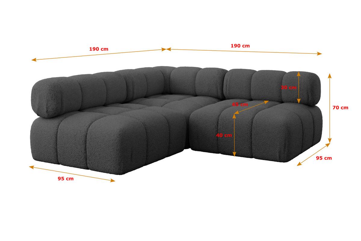 ECKSOFA modulares Sofa Samaro-L1 - 190x190x70 cm Grau Bouclé - Grau, Holzwerkstoff/Textil (190/190cm) - ALTDECOR