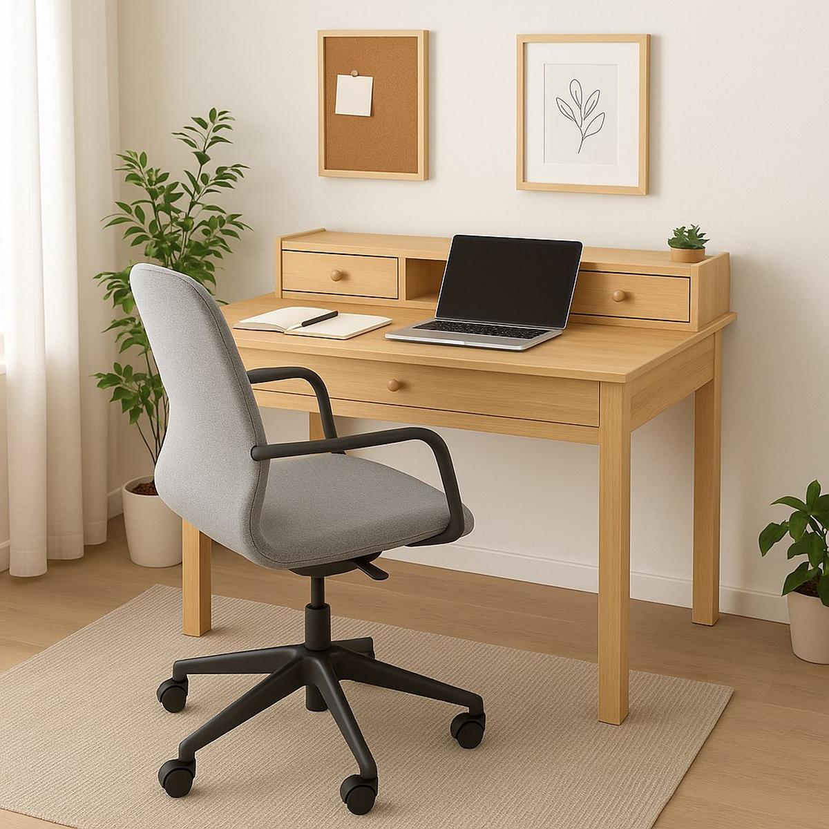 SCHREIBTISCH Holzoptik mit Schubladen & Ablage - Hellbraun, Holz/Holzwerkstoff (100/50/91cm) - Urban Meuble