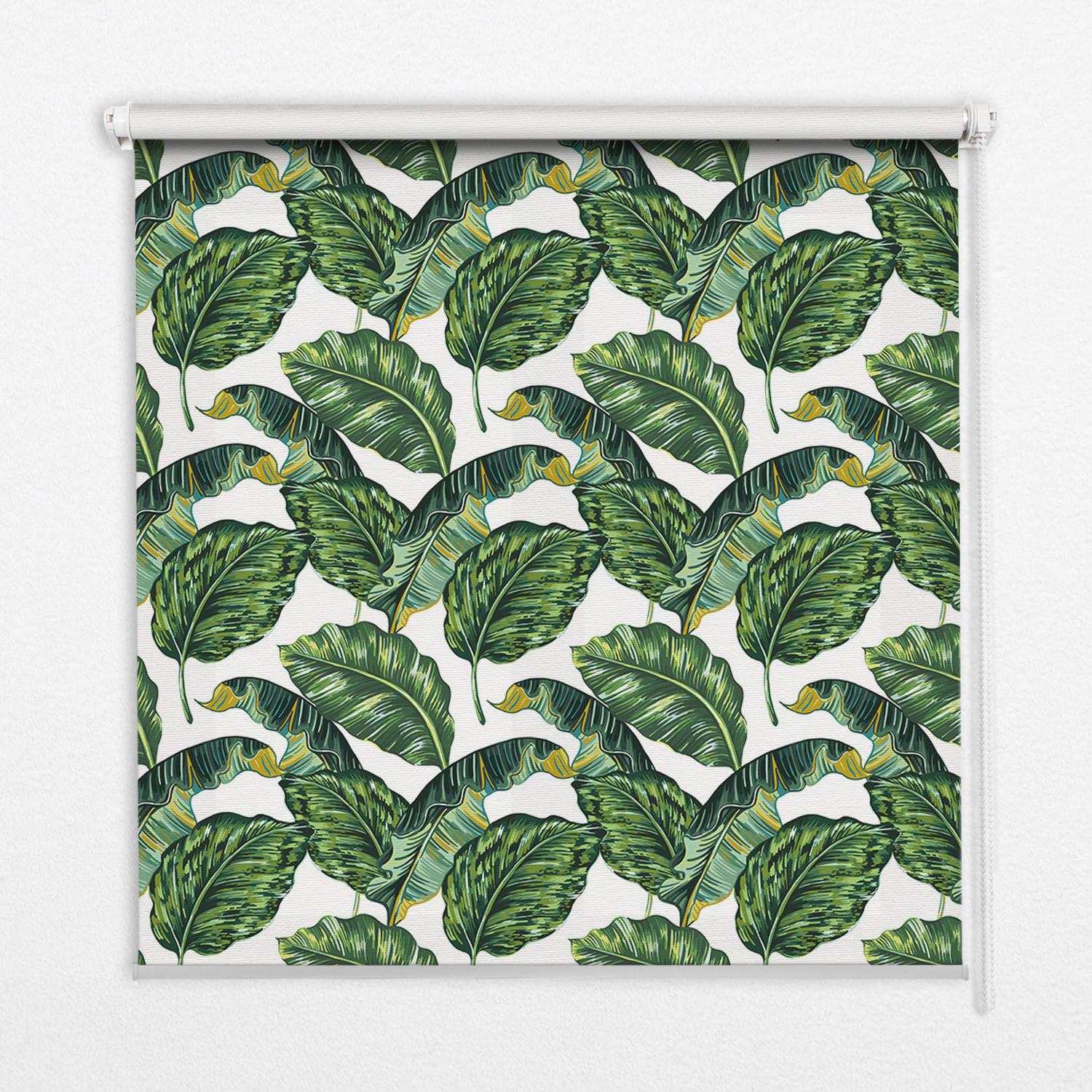 INNENROLLO - Fensterrollo - Rollo - 100x180 cm - Exotische Blätter - Grün, Kunststoff (100/180/0.5cm) - TULUP