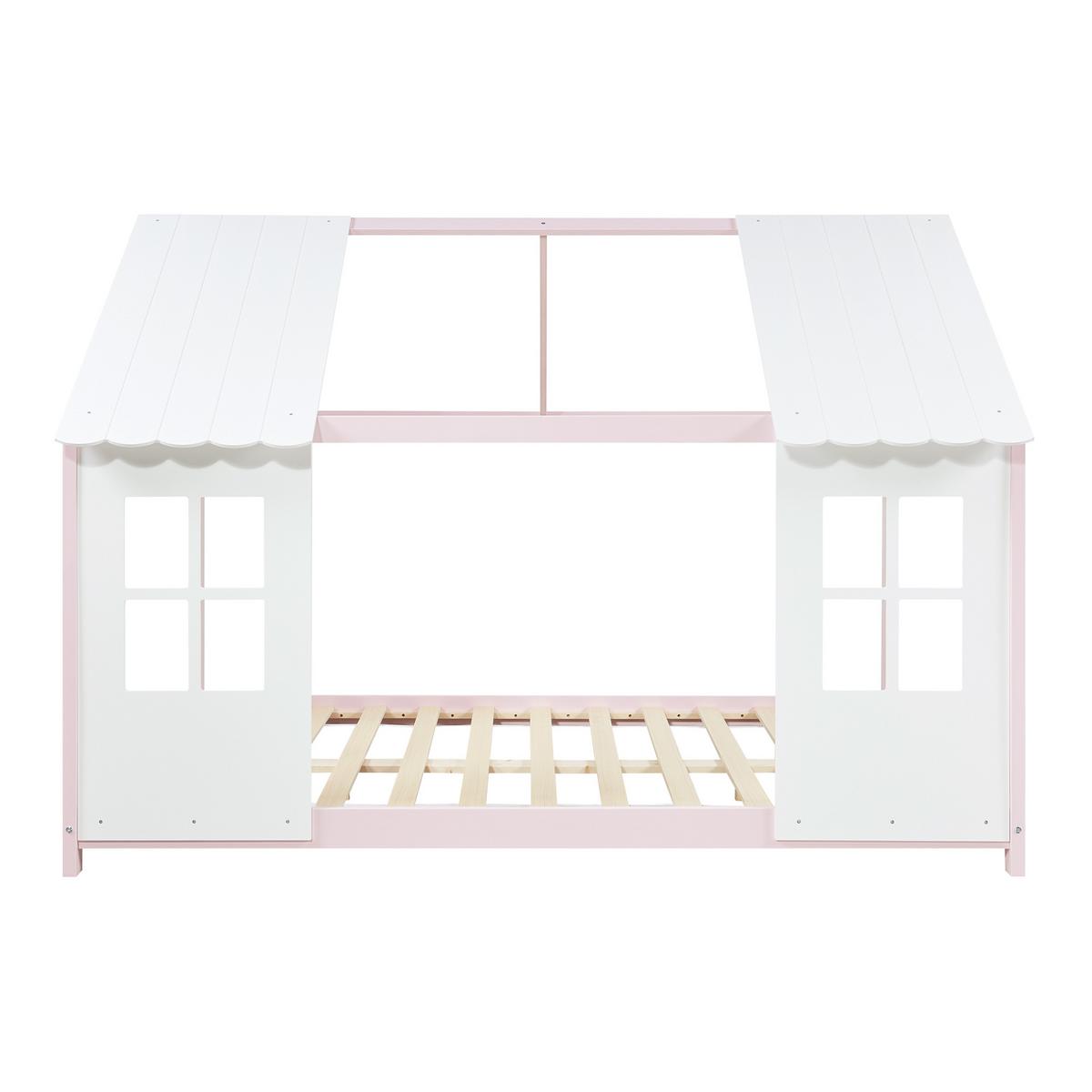 HAUSBETT Tostedt - Rosa/Weiß, Holz/Holzwerkstoff (120/200cm) - [en.casa]