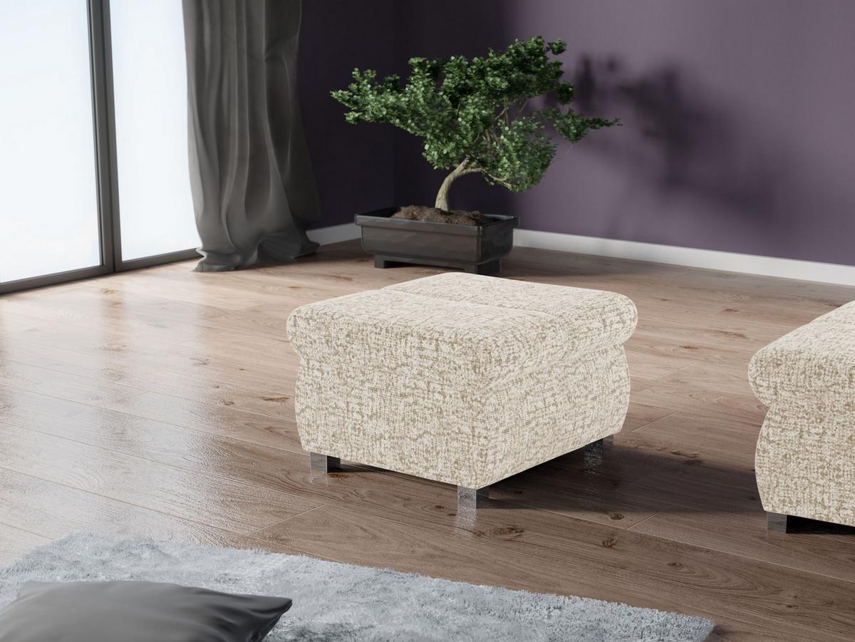 POLSTERHOCKER Bangkok Klein - Silberfarben/Naturfarben, Holz/Kunststoff (60/39/60cm) - MIRJAN24