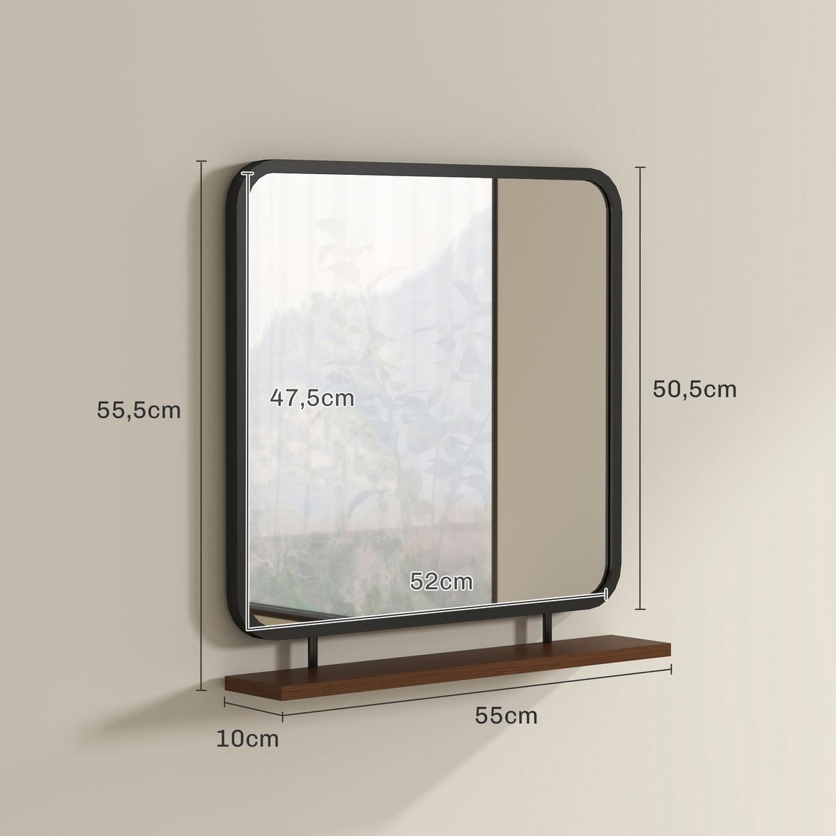 WANDSPIEGEL 55 x 55,5 cm, Schwarz - Schwarz, Glas (10/55.5/55cm) - HOMCOM