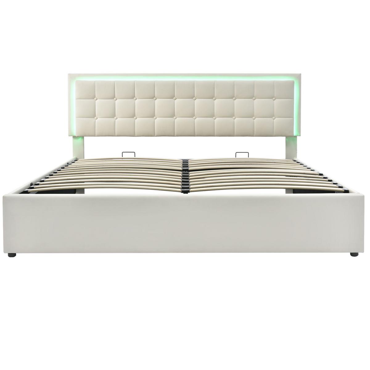 BOXSPRINGBETT 160/200 cm Weiß - Weiß, Leder/Holzwerkstoff - Urban Meuble