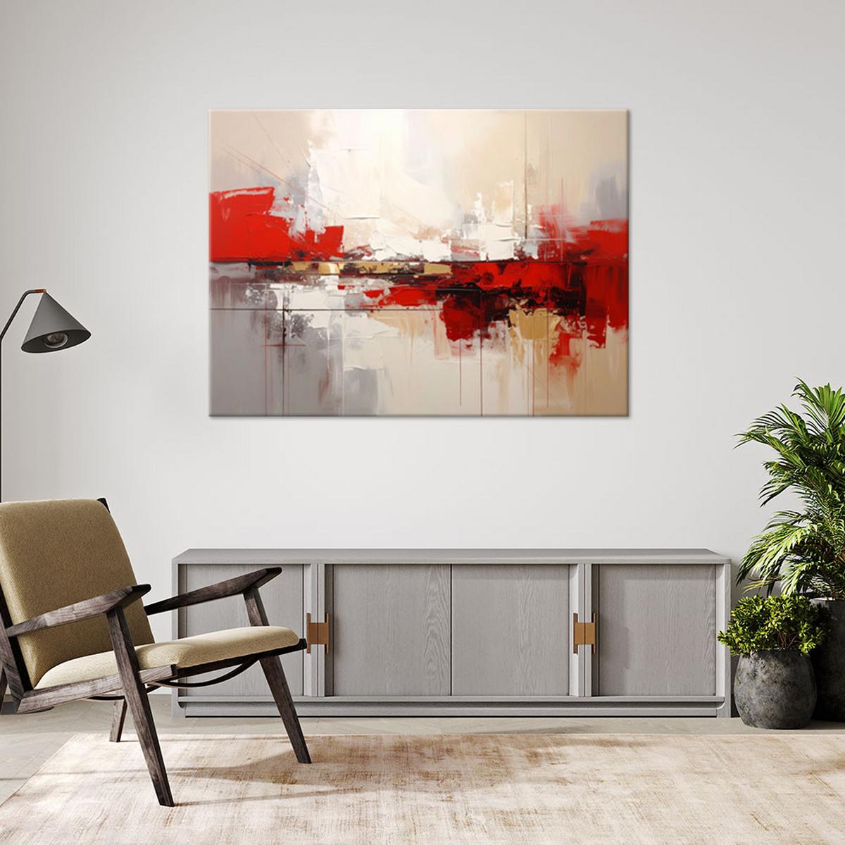 LEINWANDBILD, Beige rote Abstrakt - Rot, Textil (120/80cm) - Feeby