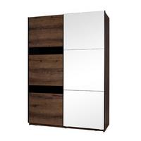 SCHWEBETÜRENSCHRANK Devon mit 2 Türen und Spiegel, Eiche monastery - Eichefarben/Schwarz, Holzwerkstoff/Metall (150/215/68.5cm) - Beautysofa