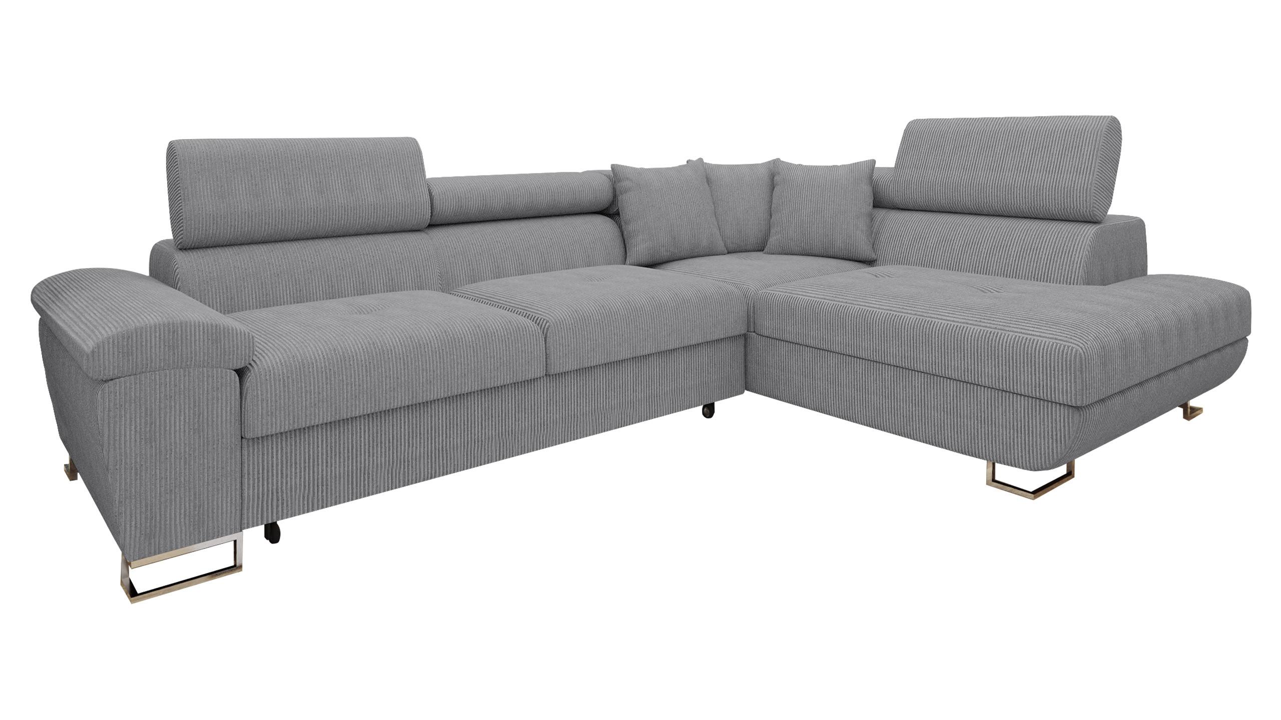 ECKSOFA Cotere Cord, Seite: Rechts - Hellgrau, Holz/Textil (270/202cm) - MIRJAN24