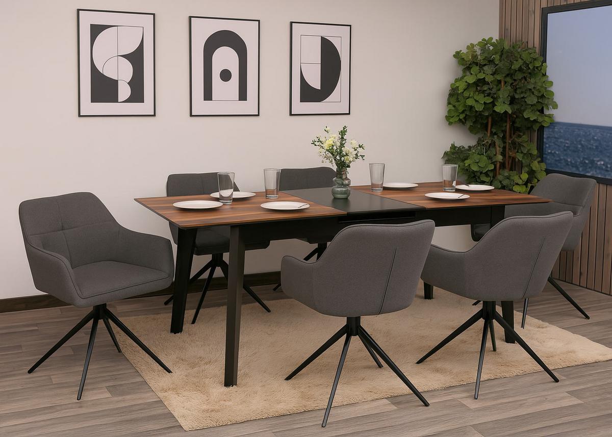 ESSZIMMERSTUHL Schwarz, Grau 6er-Set - Schwarz/Grau, Textil (53/80/59cm) - MCW