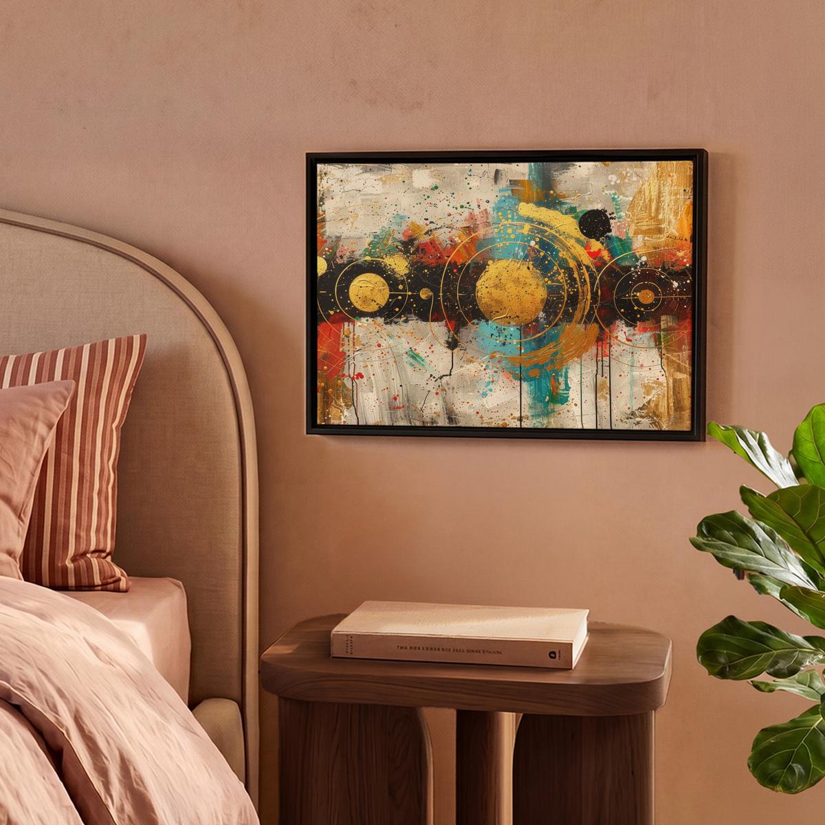 LEINWAND Bilder mit Rahmen - Abstrakt - Kunst - Gold - Modern - 40x30 - Multicolor, Textil (40/30cm) - MuchoWow