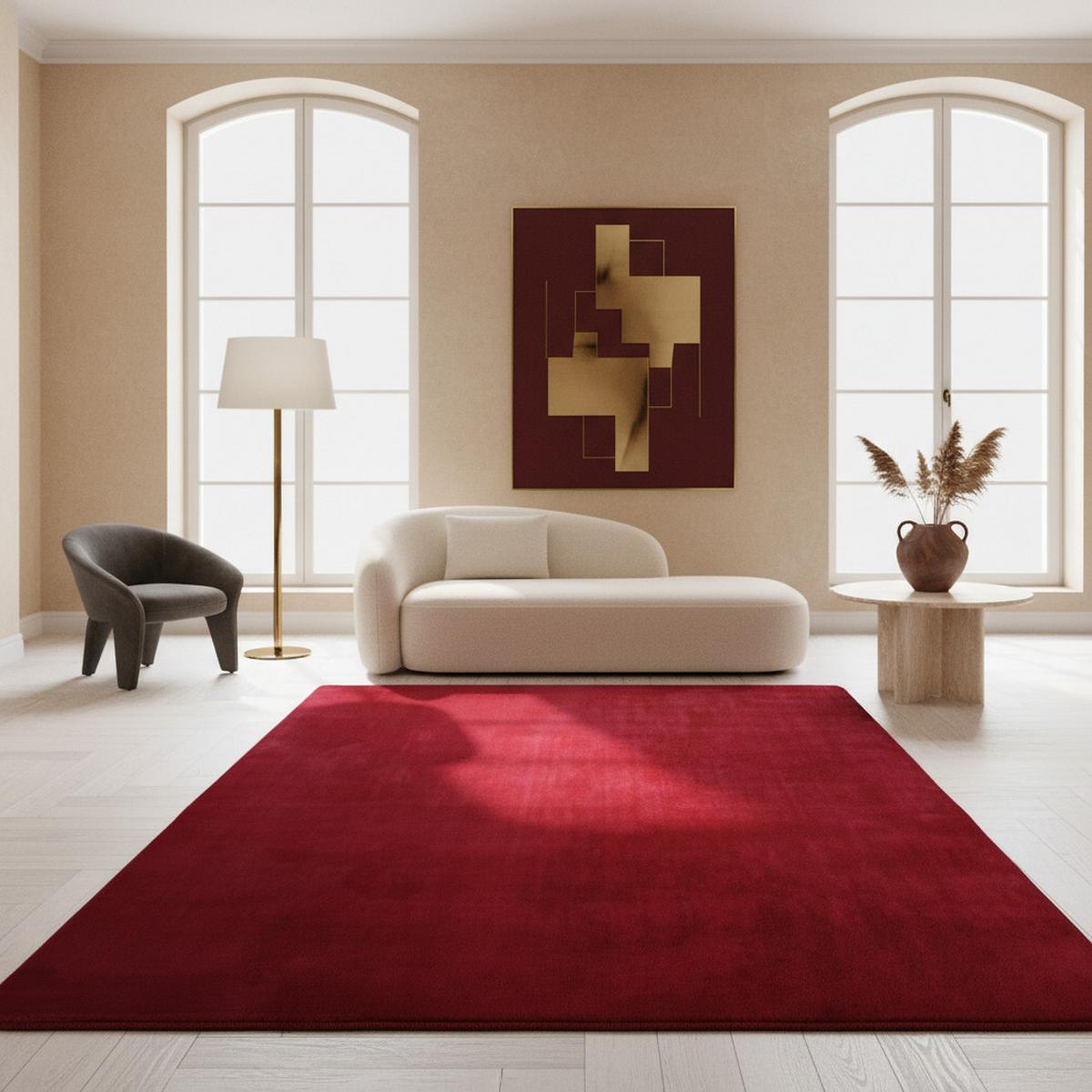 KURZFLORTEPPICH Waschbar ISAR, einfarbig, Rot, Ø 80 cm - Rot, Textil (80/80cm) - KADIMA DESIGN
