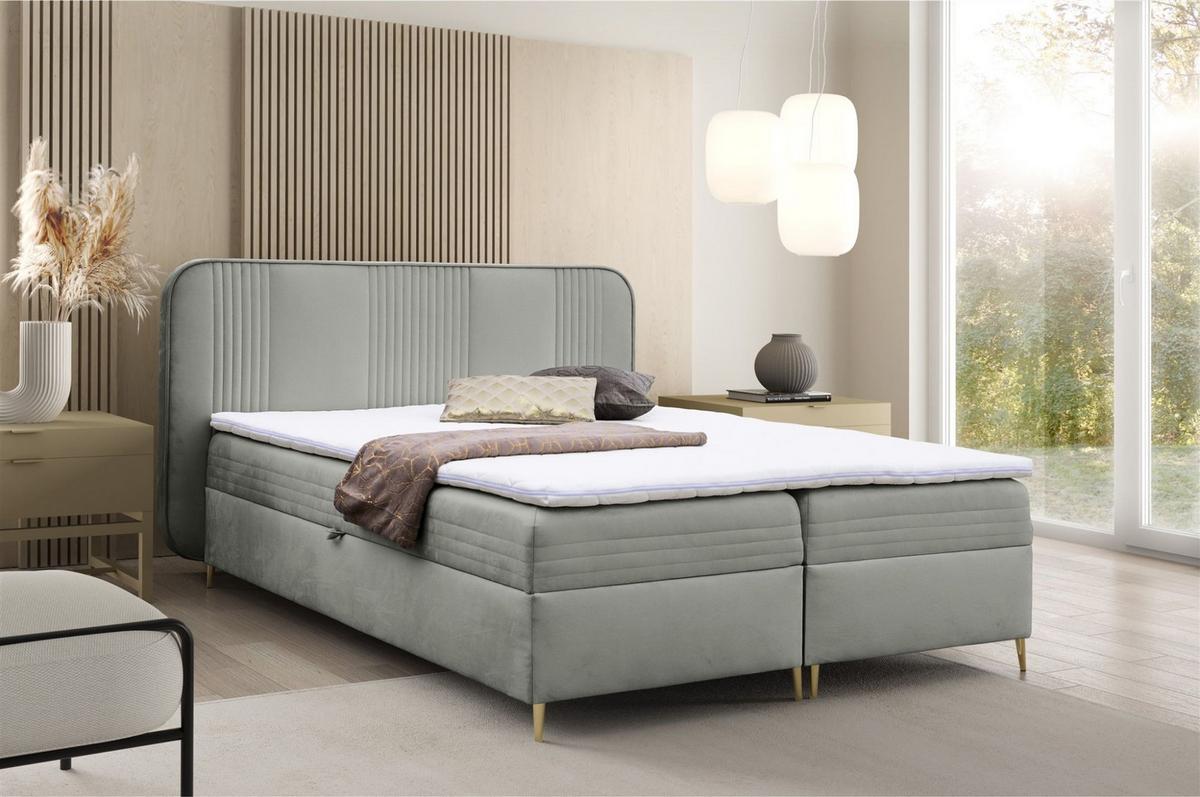 BOXBETT Alize - Grau, Holzwerkstoff/Textil (140/200cm) - Fun Möbel