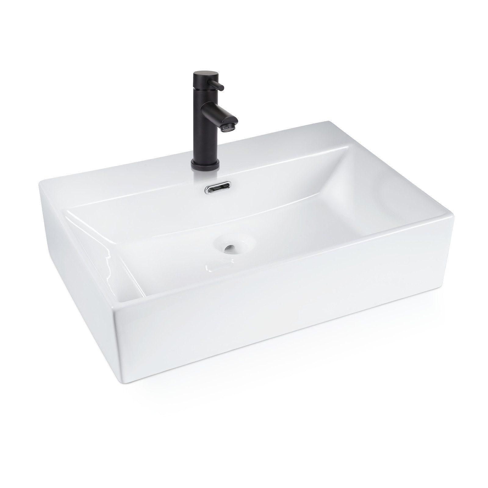 WASCHBECKEN Myxyn 51/42/15 cm - Weiß, Keramik (42/15/51cm) - ZMH