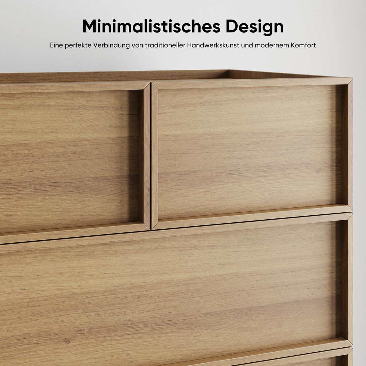 SIDEBOARD Holzfarbe & Schwarz 140cm mit 3D-Rautenmuster - Eichefarben, Holzwerkstoff (80/127/48cm) - Urban Meuble