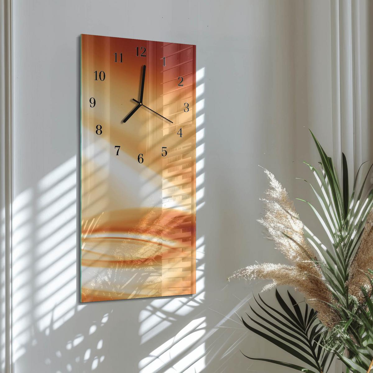 WANDUHR aus Glas 30x60 cm - Abstraktion - Orange, Glas (30/60/0.4cm) - TULUP