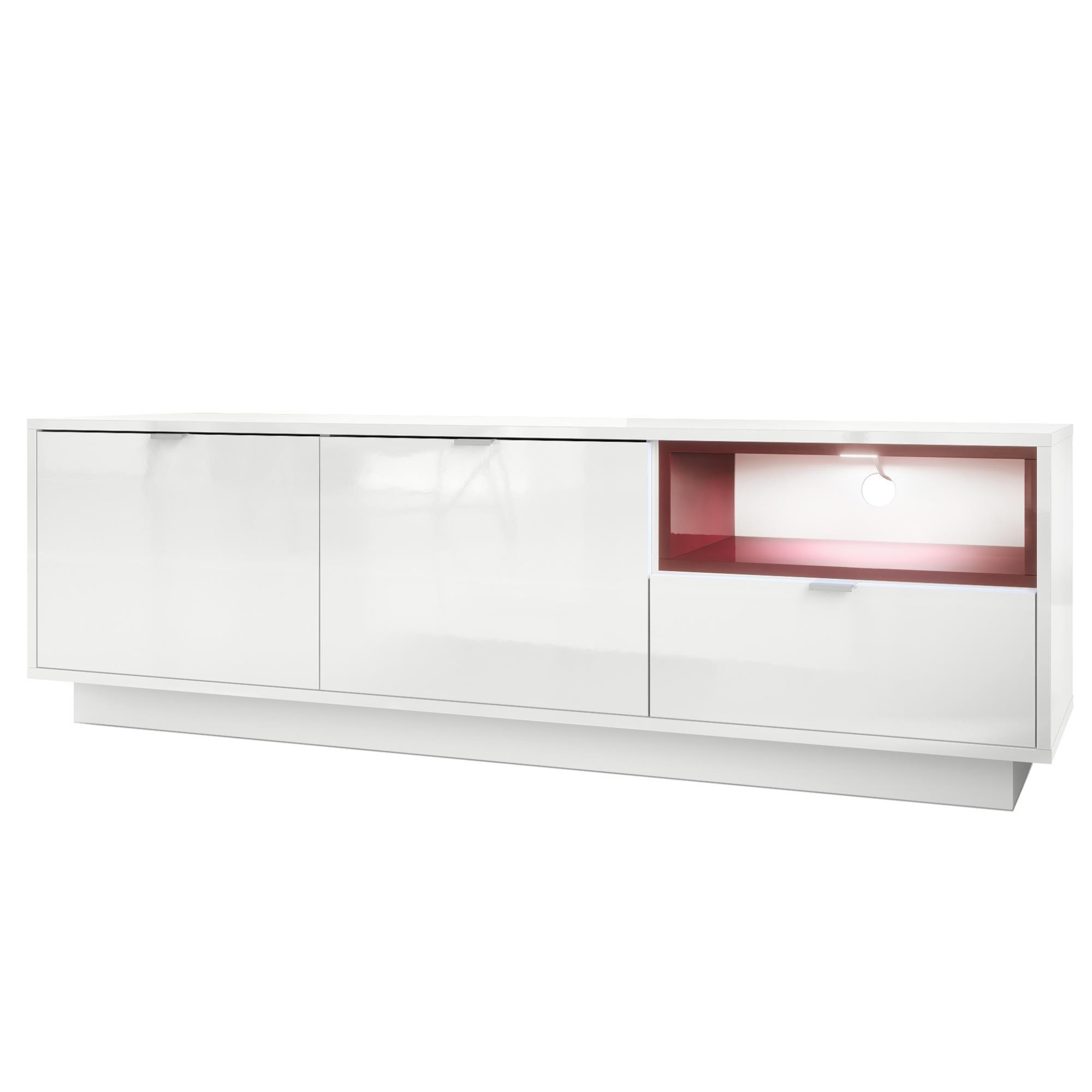 LOWBOARD Metro Einsatz in Bordeaux Hochglanz - Bordeaux, Holzwerkstoff (153/48/37cm) - Vladon