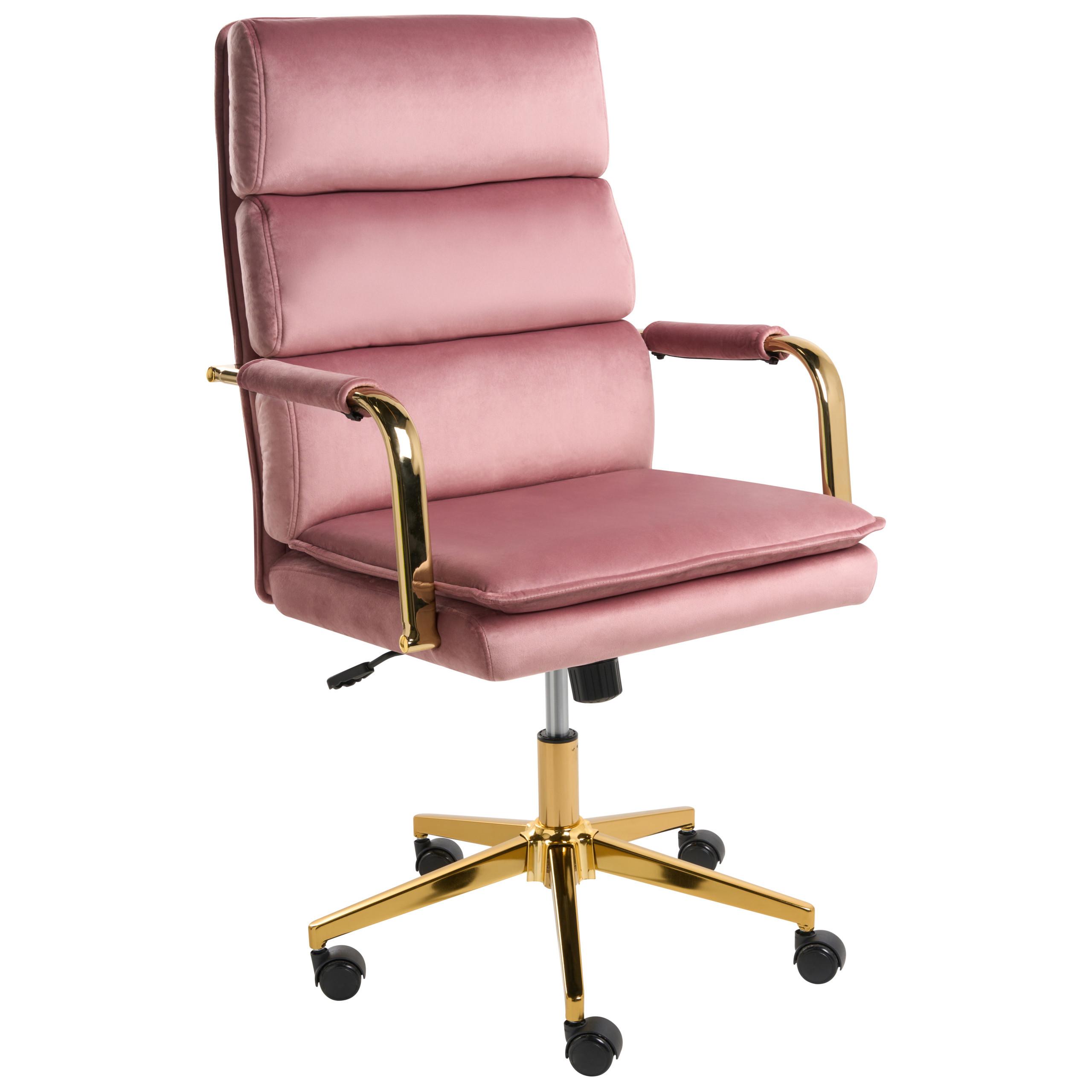 BÜROSTUHL Samtstoff Rosa Vamure - Pink, Textil (60/104/60cm) - Beliani