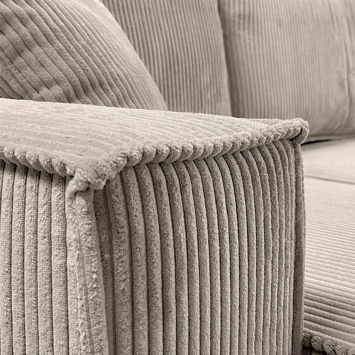 ECKSOFA Gepolstertes CARLO XL Cord mit Schlaffunktion und Bettkasten, Poso 02 - Beige, Textil (277/143cm) - Lookway