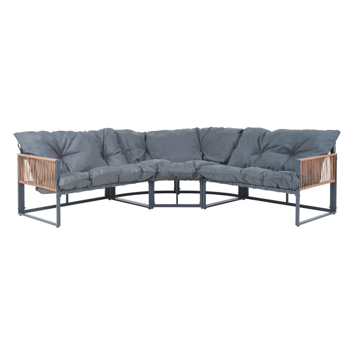 GARTENMÖBEL-SET 4 TLG. Karg - Dunkelgrau/Eichefarben, Kunststoff/Metall - casa.pro