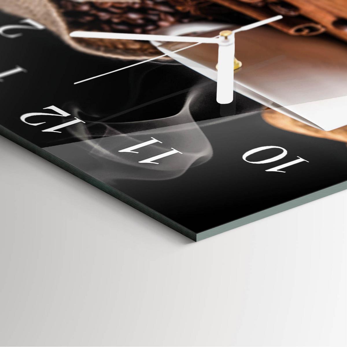 WANDUHR aus Glas 30x30 cm - Kaffee - Braun, Glas (30/30/0.4cm) - TULUP