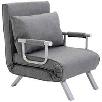 SCHLAFSESSEL 3-IN-1 mit Kissen Grau - Silberfarben/Grau, Textil/Metall (69/80/65cm) - HOMCOM