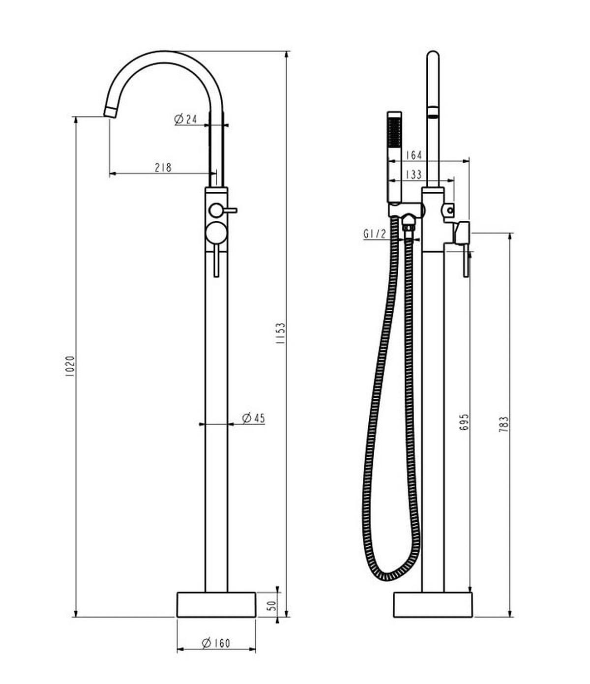 BADEWANNENARMATUR Fuji freistehend Chrom - Chromfarben, Metall (16/115/22cm) - Badplaats