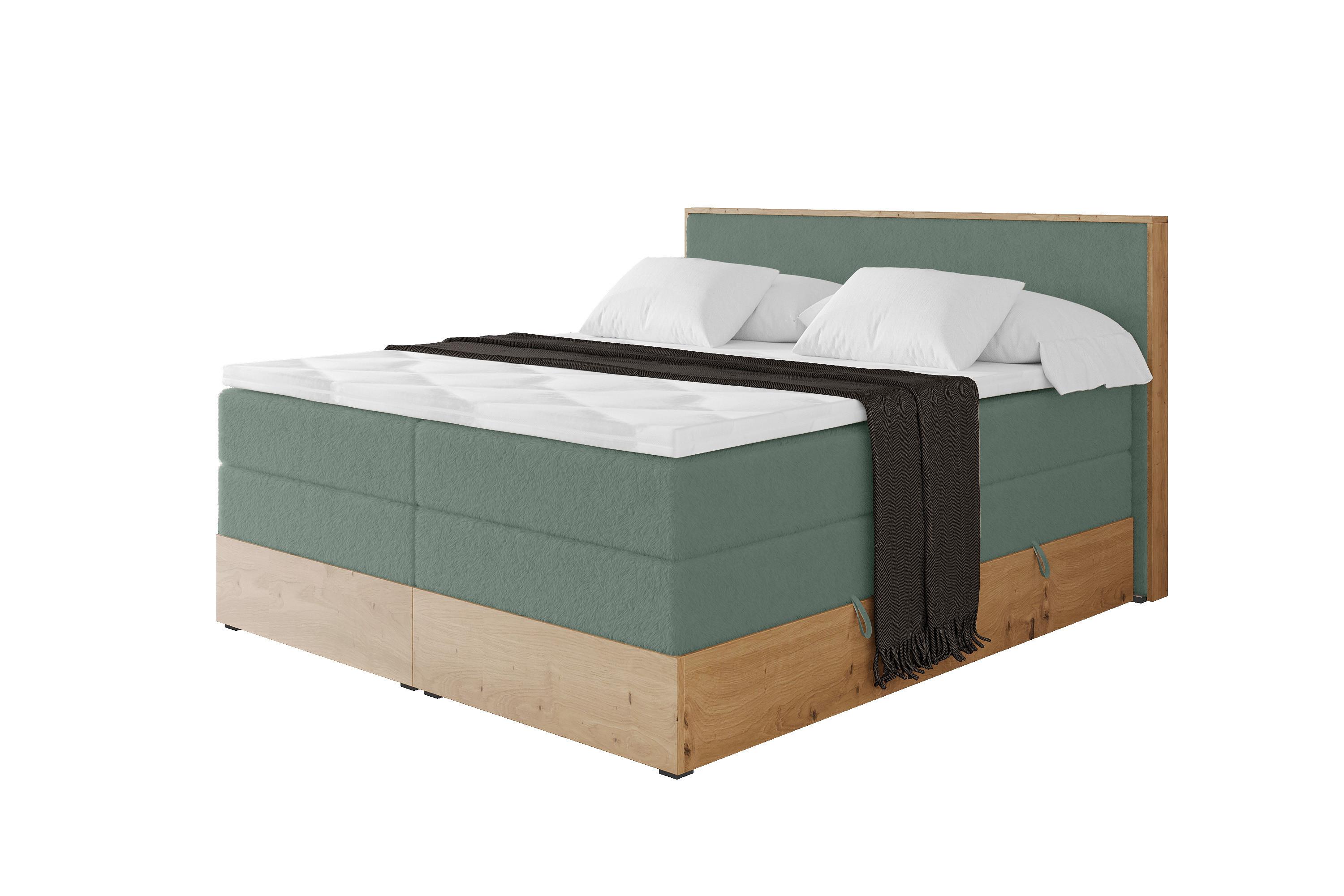 BOXSPRINGBETT LOLLI9 -KING 120x200 - H3/H4 Grün - Grün, Holzwerkstoff (120/200cm) - ALTDECOR