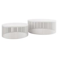 COUCHTISCH-SET Velede - Weiß, Holzwerkstoff/Metall (75/75/30cm) - MIRJAN24