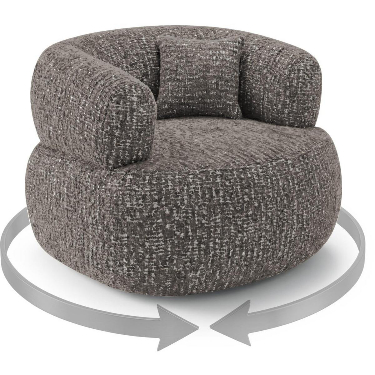 SESSEL Laila, Drehsessel mit runder Form, Braun, Geflecht-Stoff - Braun, Textil (95/75/97cm) - Beautysofa