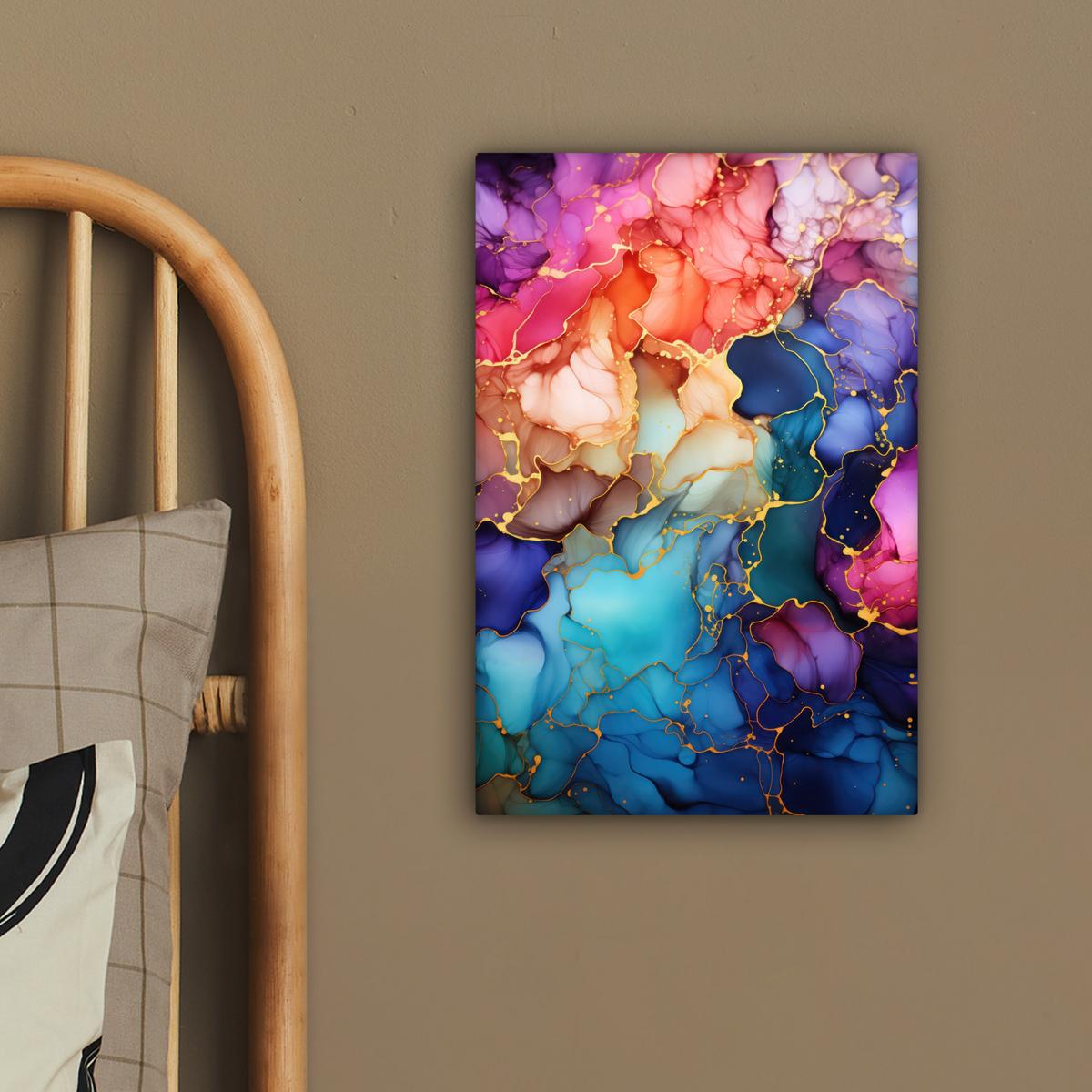 LEINWANDBILD Marmor - Bunt - Abstrakt Deko Wohnzimmer 20x30 cm - Multicolor, Textil (20/30cm) - MuchoWow