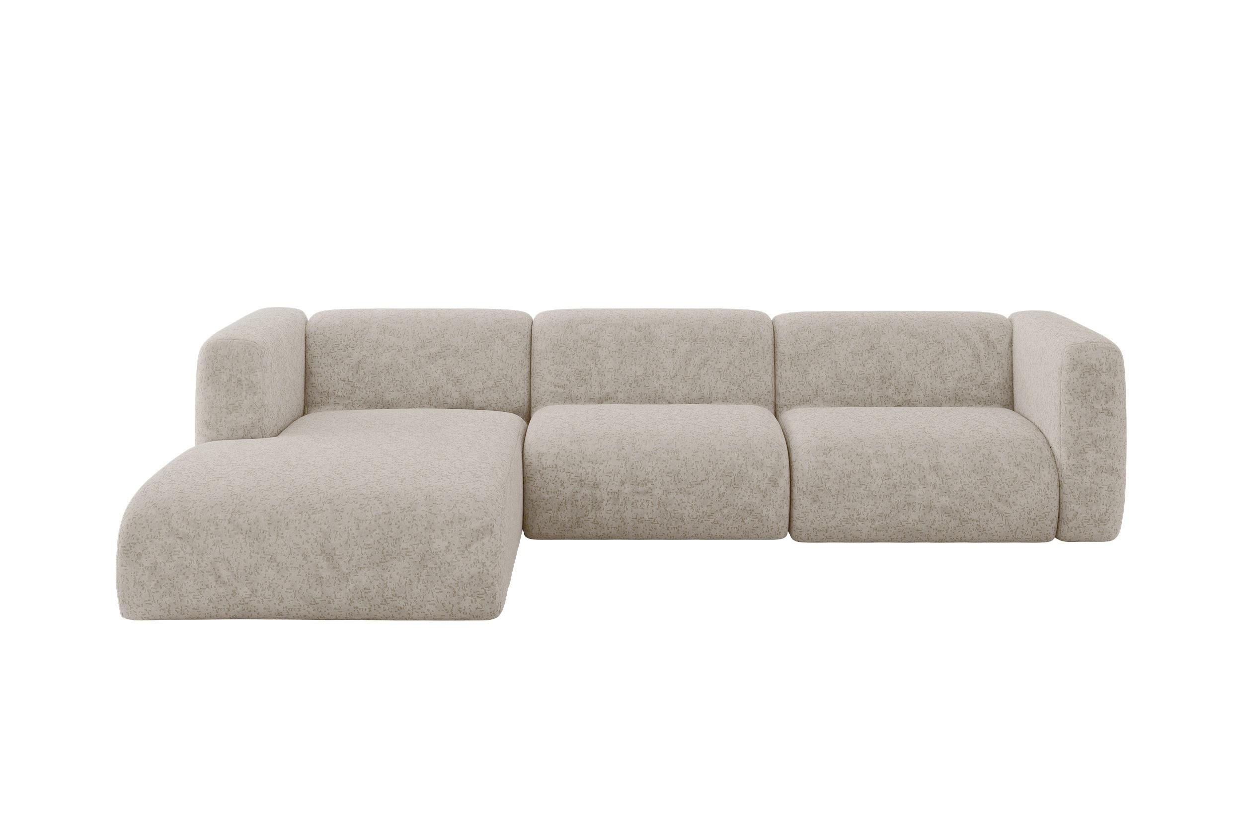 ECKSOFA Ottomane Links MIRA-L2 318x179x89 Beige Velours - Beige/Schwarz, Holzwerkstoff/Kunststoff (318/179cm) - ALTDECOR