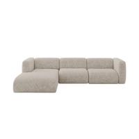 ECKSOFA Ottomane Links MIRA-L2 318x179x89 Beige Velours - Beige/Schwarz, Holzwerkstoff/Kunststoff (318/179cm) - ALTDECOR