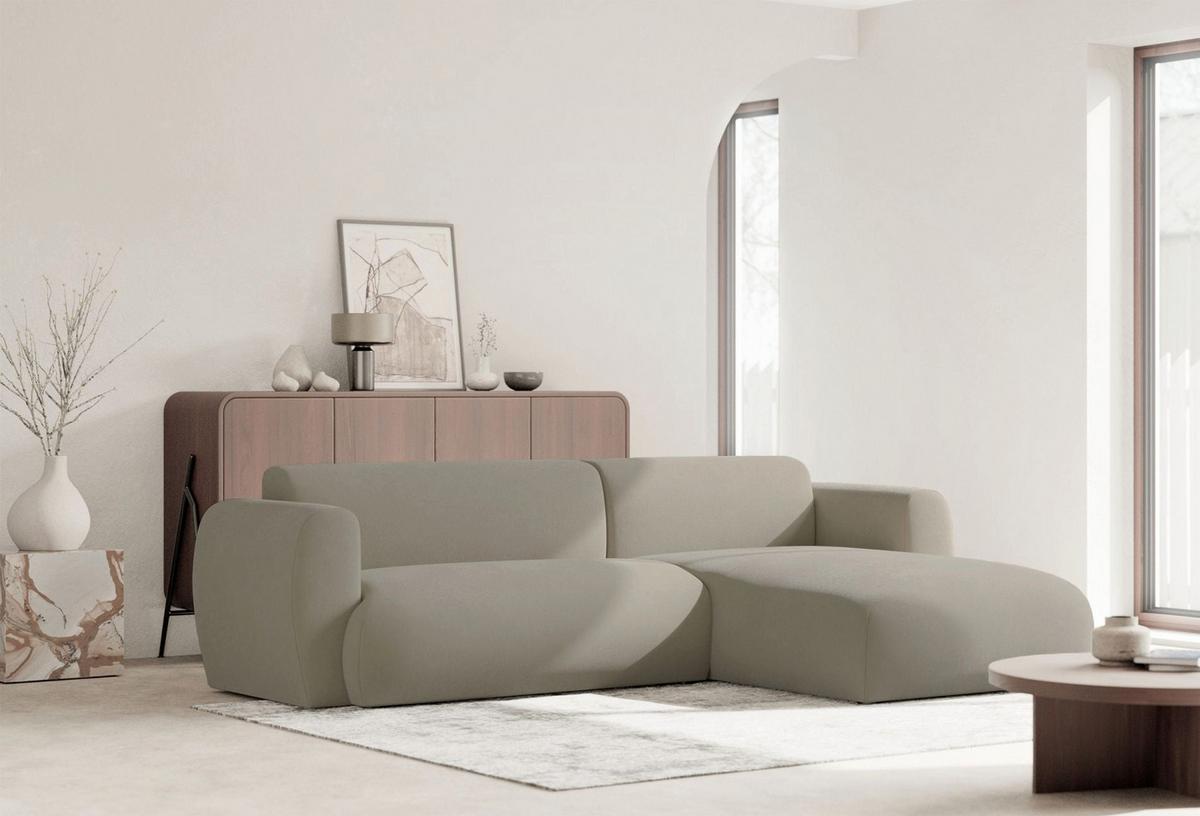 ECKSOFA Emia Greige rechts - Taupe/Schwarz, Kunststoff/Textil (156/262cm) - Selsey
