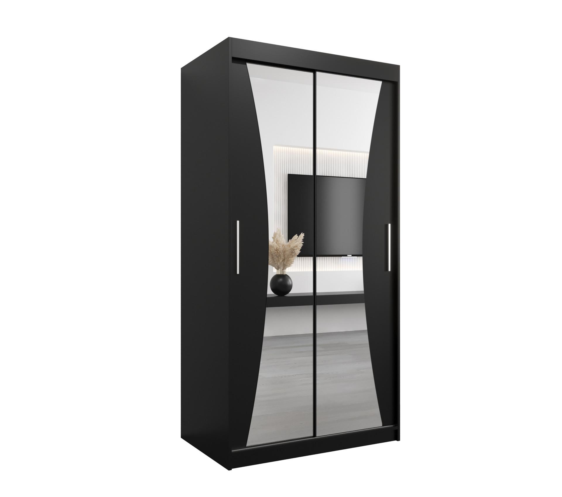 SCHWEBETÜRENSCHRANK 200/100/62 2-türig - Silberfarben/Schwarz, Holz/Kunststoff (100/200/62cm) - MÖBEL KRYSPOL