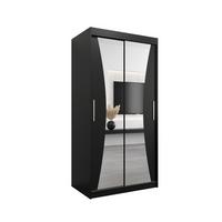 SCHWEBETÜRENSCHRANK 200/100/62 2-türig - Silberfarben/Schwarz, Holz/Kunststoff (100/200/62cm) - MÖBEL KRYSPOL