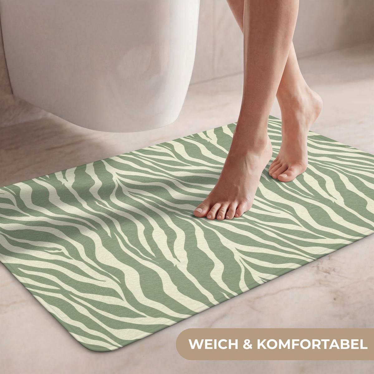 WC-VORLEGER Zebra - Motiv - Grün Toilettenteppich 80x50 cm - Salbeigrün, Textil (80/1cm) - OnlyWow