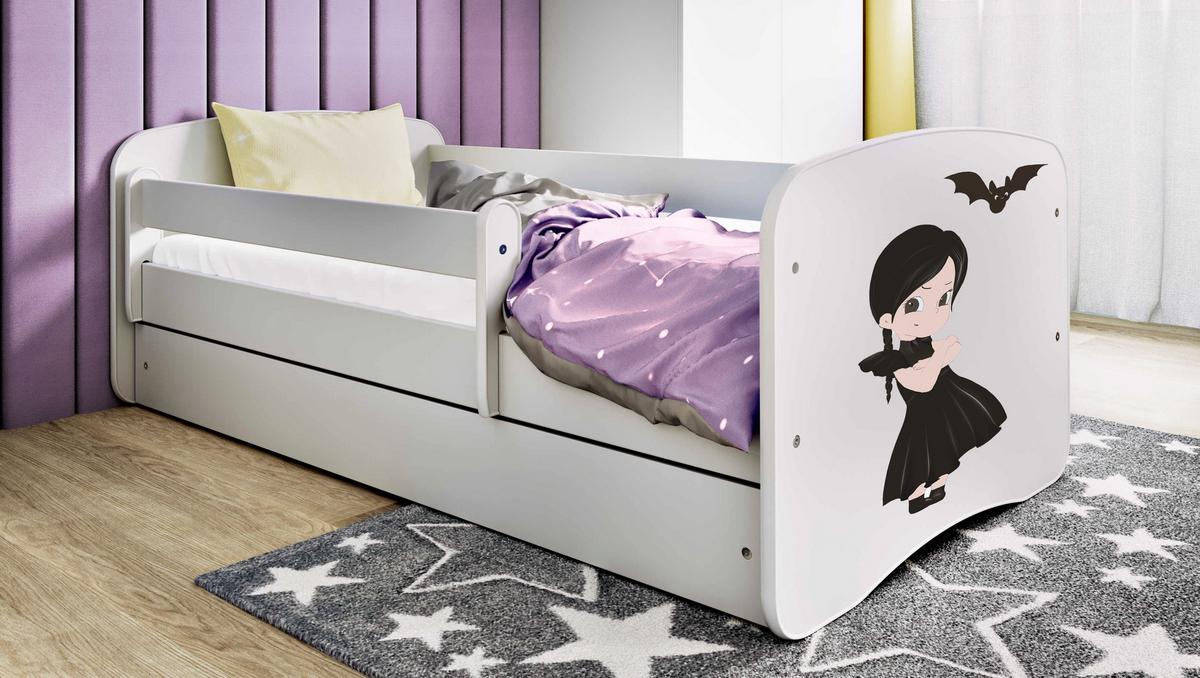 KINDERBETT mit Schublade Mädchen in Schwarz und Matratze 180/80 - Weiß, Holzwerkstoff (80/180cm) - RAUMHIRSCH FURNITURE