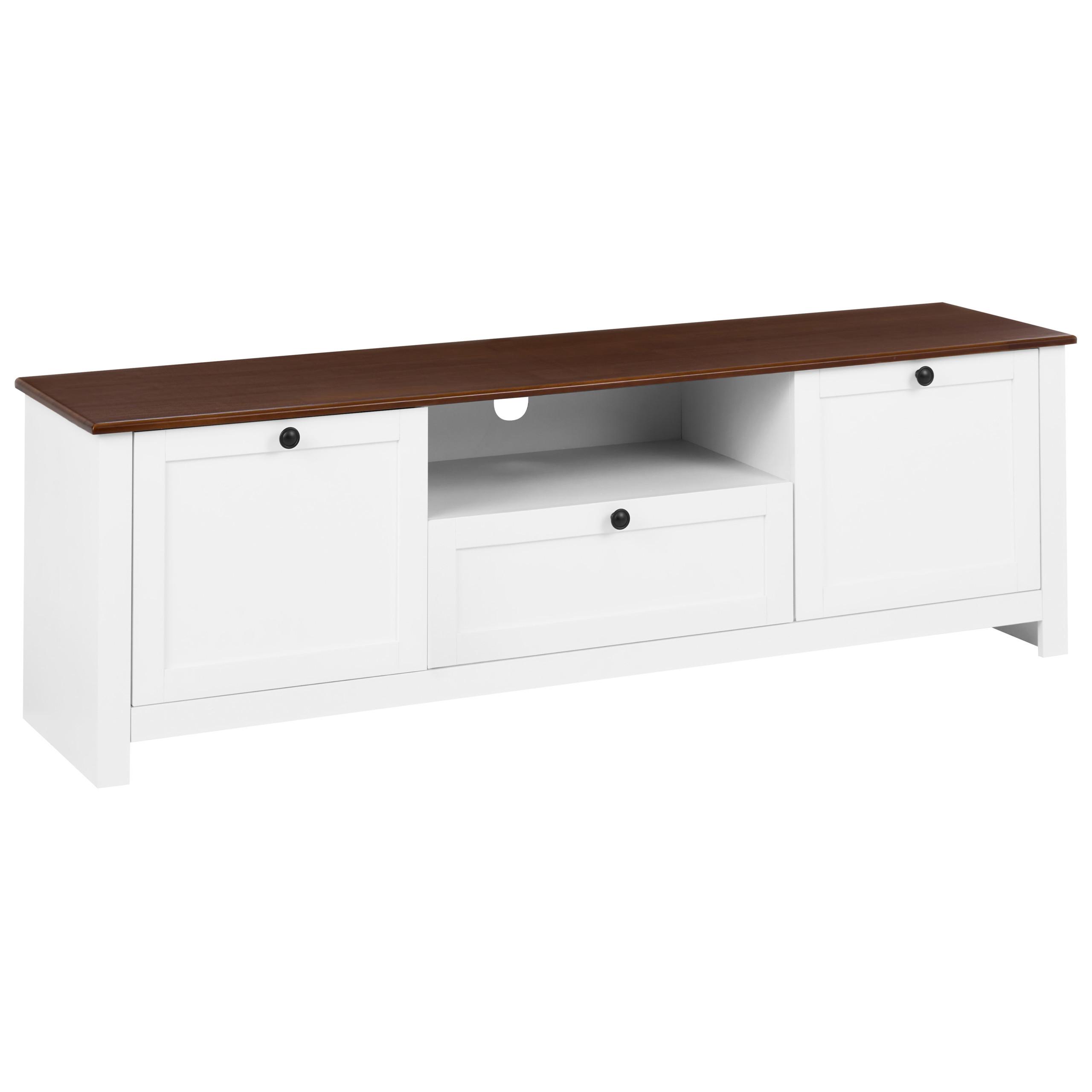 TV-MÖBEL Weiß Pimba - Weiß/Braun, Holzwerkstoff (160/50/40cm) - Beliani