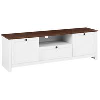 TV-MÖBEL Weiß Pimba - Weiß/Braun, Holzwerkstoff (160/50/40cm) - Beliani