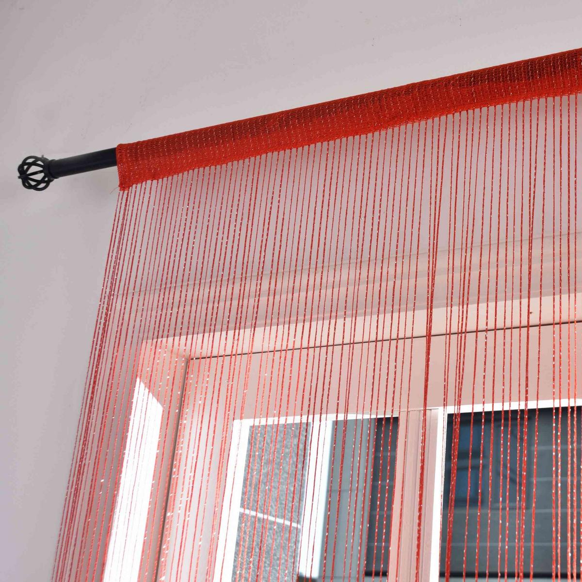 FADENGARDINE 2ER SET HxB 250x140 cm Rot Lurex - Hellrot, Textil (140/250cm) - Gardinenbox