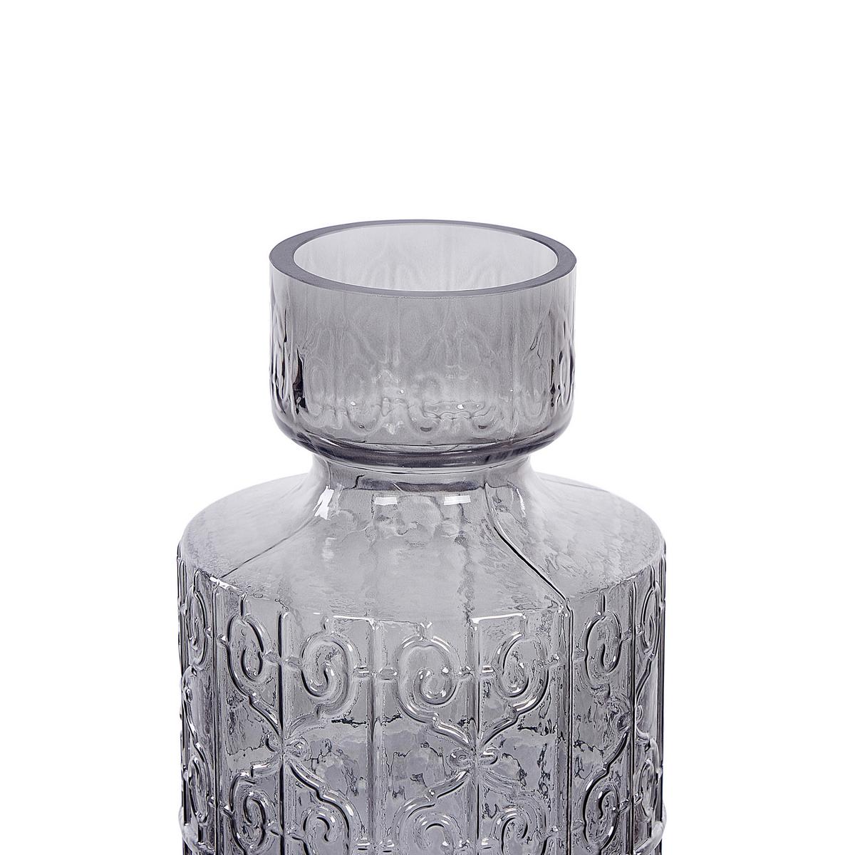 BLUMENVASE Glas grau Dikella - Grau, Glas (33cm) - Beliani
