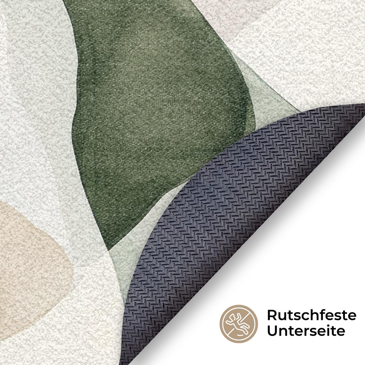 FUSSMATTE Japandi - Abstrakt - Grün Schmutzfangmatte 90x90 cm - Multicolor, Kunststoff (90/0.4cm) - MuchoWow