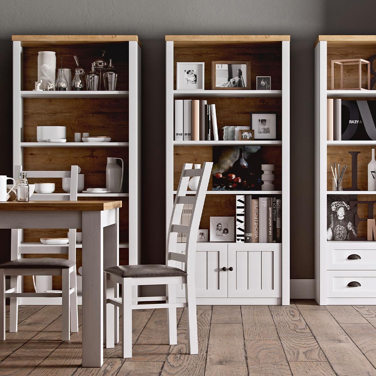 BÜCHERREGAL Léandre Weiß und Holz - Weiß, Holzwerkstoff (90.2/198.1/43.3cm) - Petits-meubles