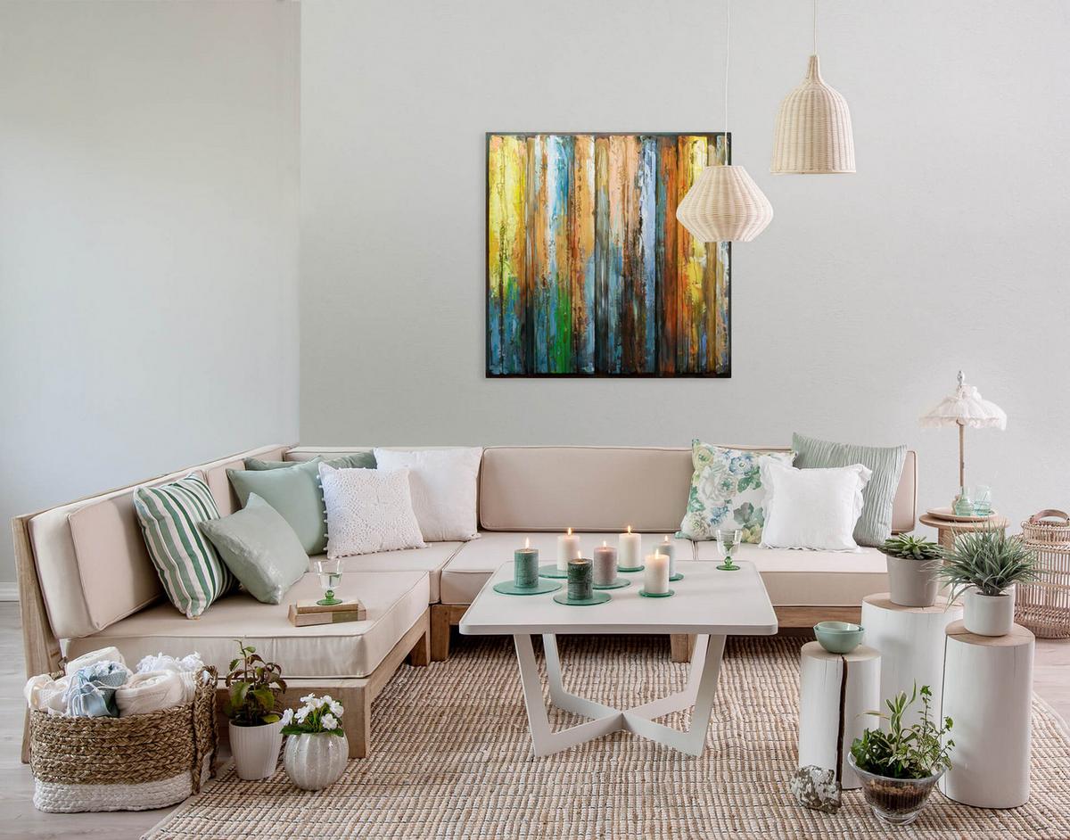 METALLBILD Bunt 80/80 cm - Multicolor, Metall (5.42/80cm) - KUNSTLOFT