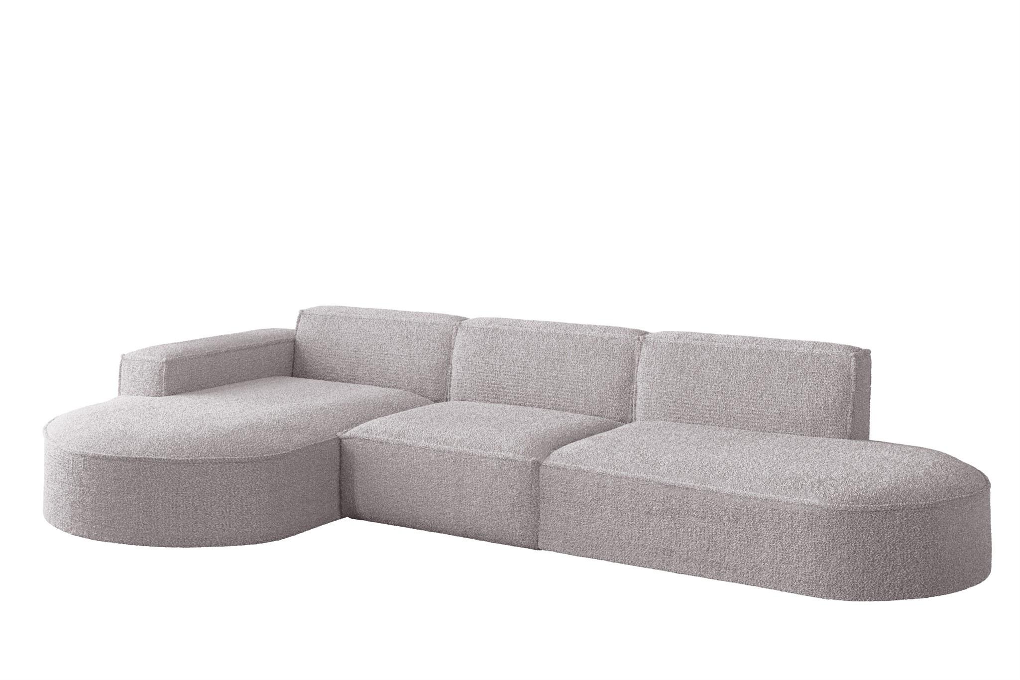 ECKSOFA Ottomane Palma Ascot Bukla - Rosa, Holzwerkstoff/Textil (296/165cm) - Fun Möbel