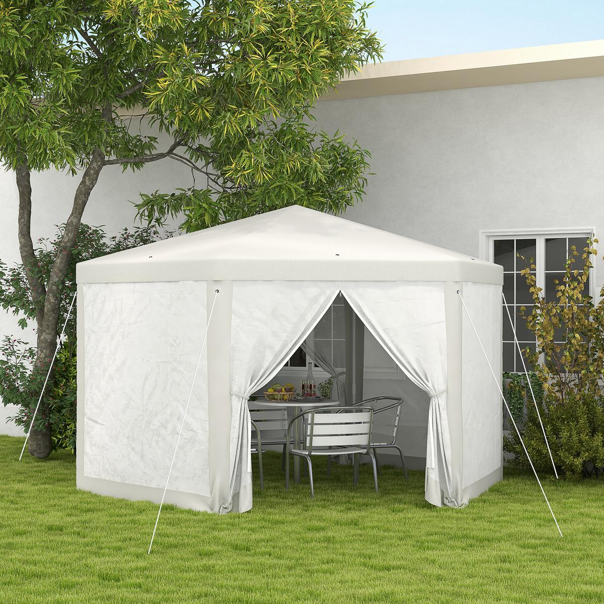 GARTENPAVILLON Polyester Metall Crème - Creme, Metall (341.2/250/394cm) - Outsunny